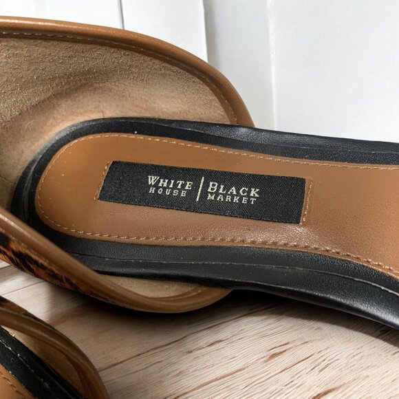 White House Black Market Rhys Leopard Print D'Orsay Leather Ballet Flats Sz 8.5 - Picture 3 of 10